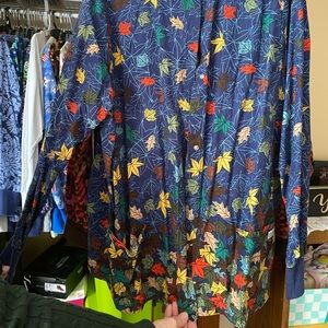 Blue with leaves scrub jacket